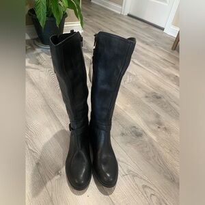 Black Leather Knee-High Boots